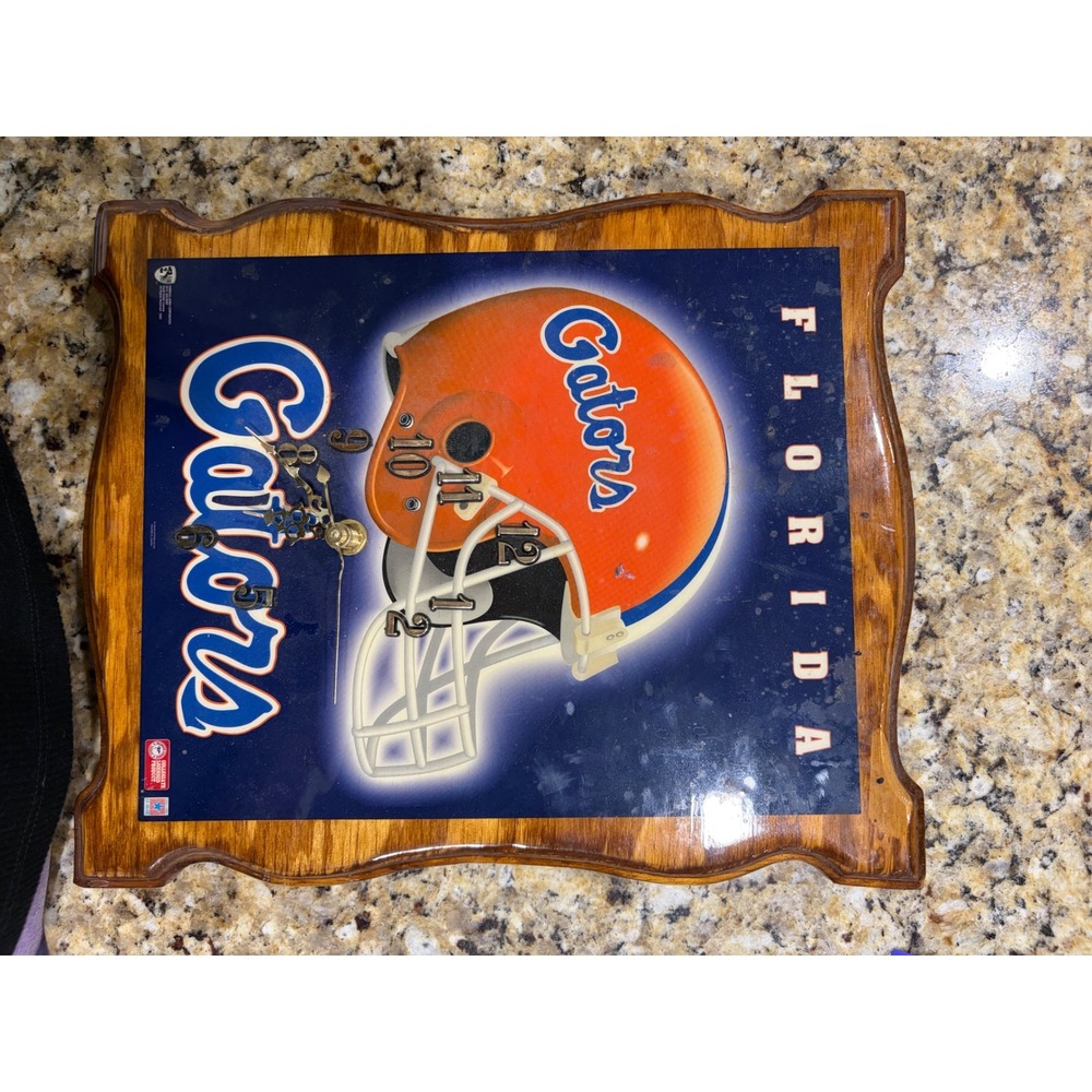 Florida Gators Wall Clock Vintage Wood Plaque NCAA Football Sports Decor Quartz